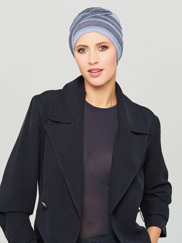 Turban in verschillende blauwgrijze tinten